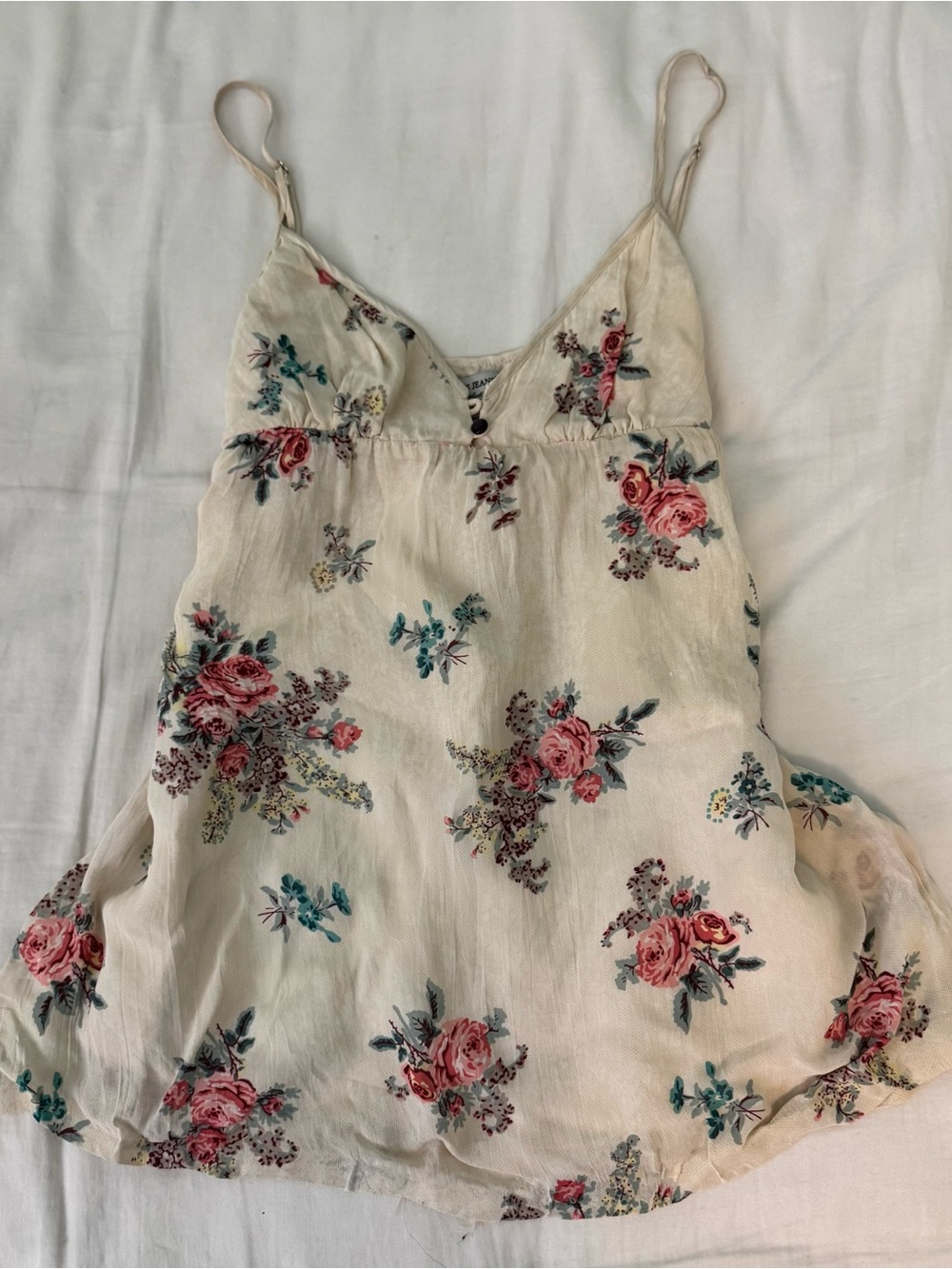 Floral Cream Spaghetti-Strap Cami Top